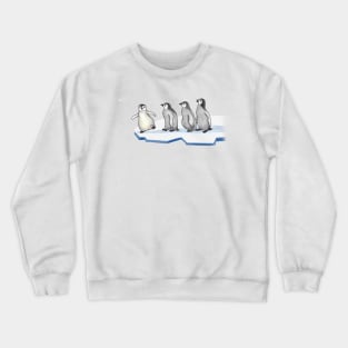 funny little penguins on an ice floe Crewneck Sweatshirt